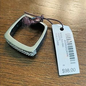 NWT Henri Bendel Silver Crystal Ring, Size 8